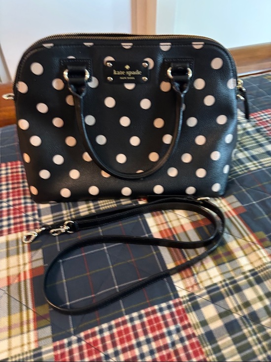 kate spade Handbags - kate spade Black & White Polka Dot Dome Satchel with Detachable Strap